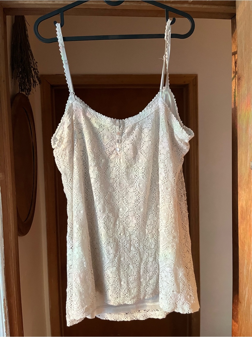 Double Lined Silk Delicate White Lace Cami Top - Women